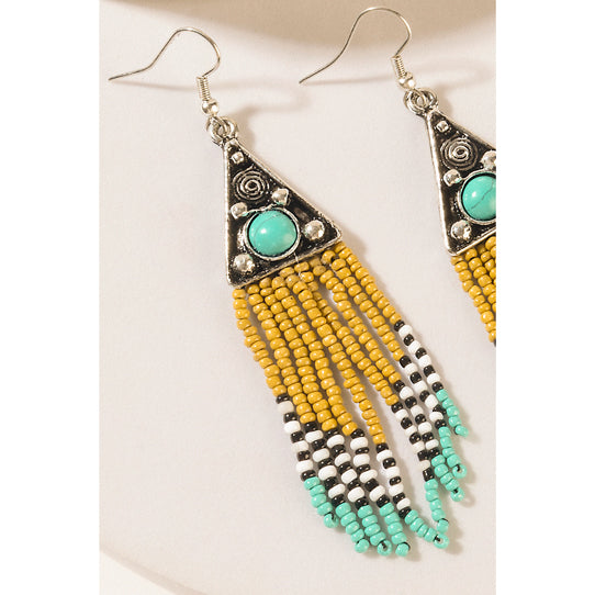 Myra Oasis Bloom Fringe Earrings in Savanna Blue - Myra USA