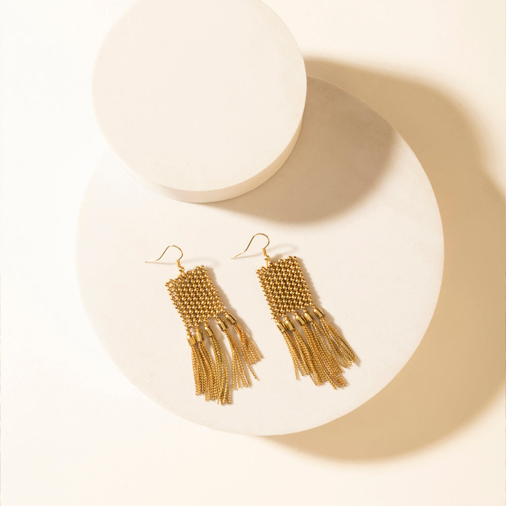 Myra Lanternlight Tassel Earrings in Chime Gold - Myra USA
