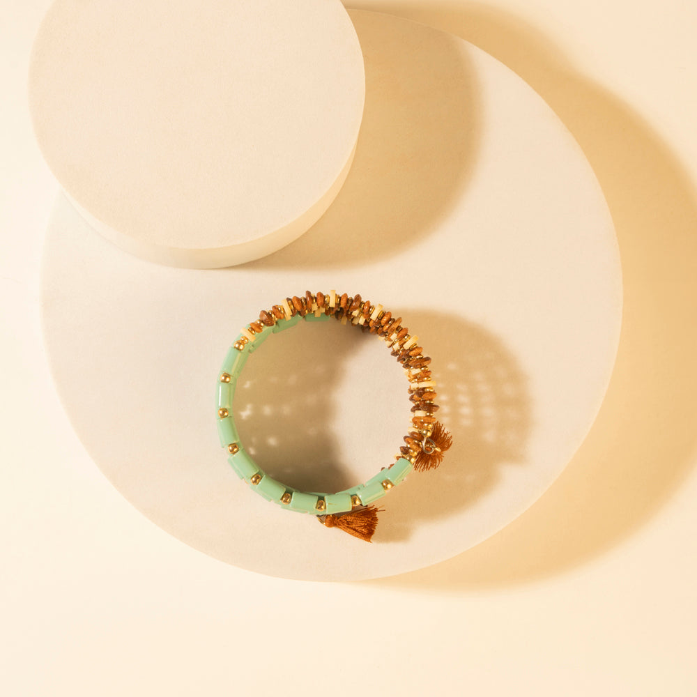 Myra Chaparral Sky Bead Bracelet in Blue Sage - Myra USA