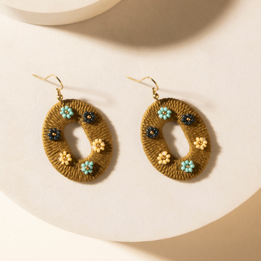 Myra Pasture Posy Oval Earrings in Sand Dune - Myra USA