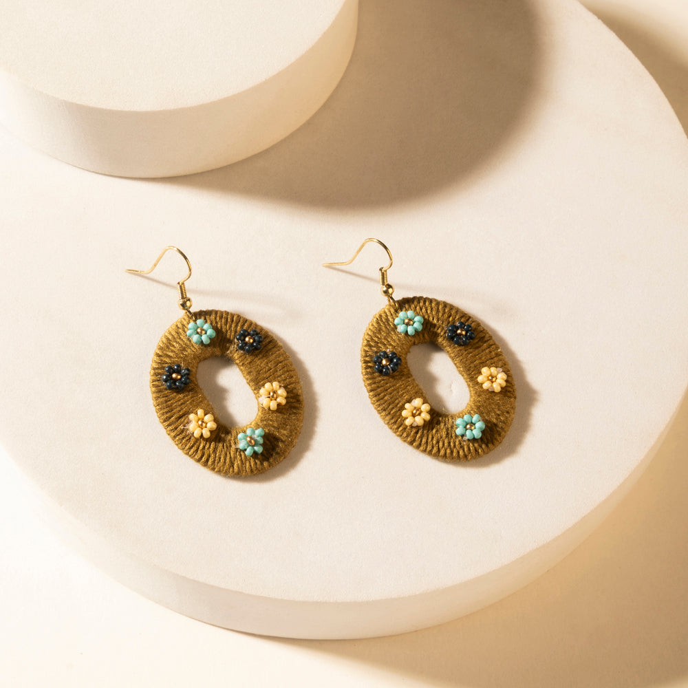 Myra Pasture Posy Oval Earrings in Sand Dune - Myra USA