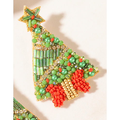 Myra Starry Noel Charm Earrings in Pine Green