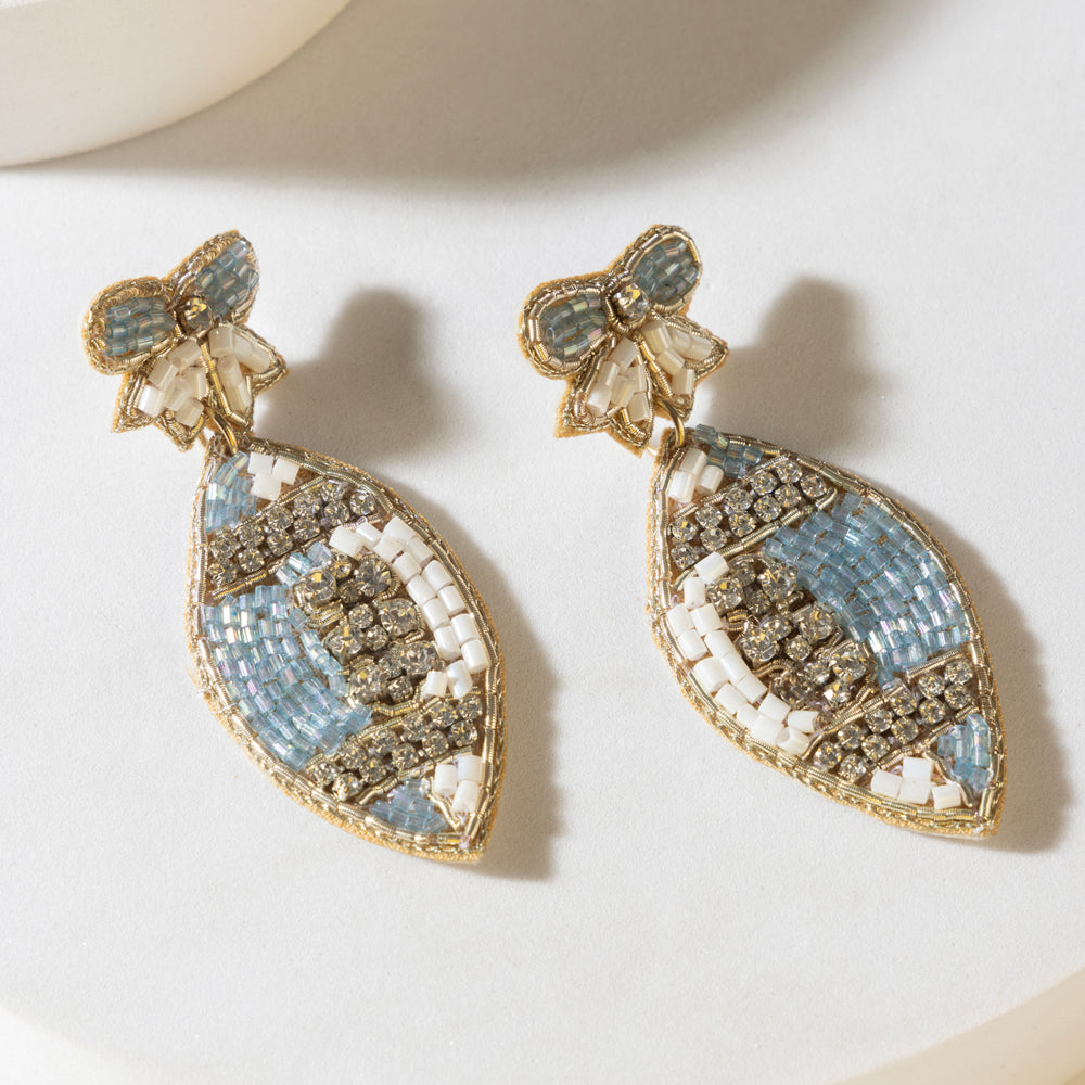 Myra Crystal Bloom Earrings in Twilight Blue - Myra USA