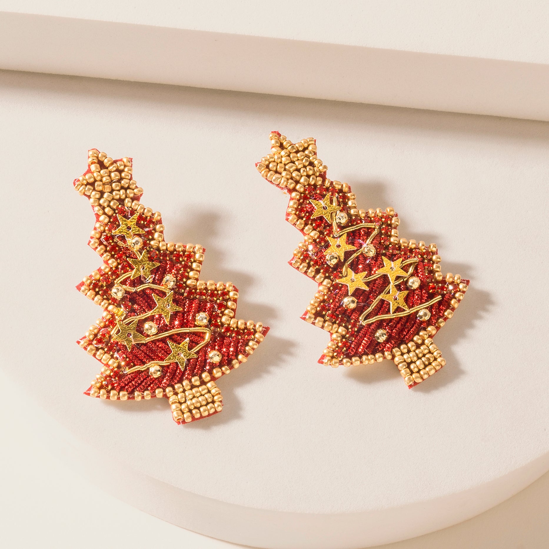 Myra Starfall Pine Charm Earrings in Blush Red