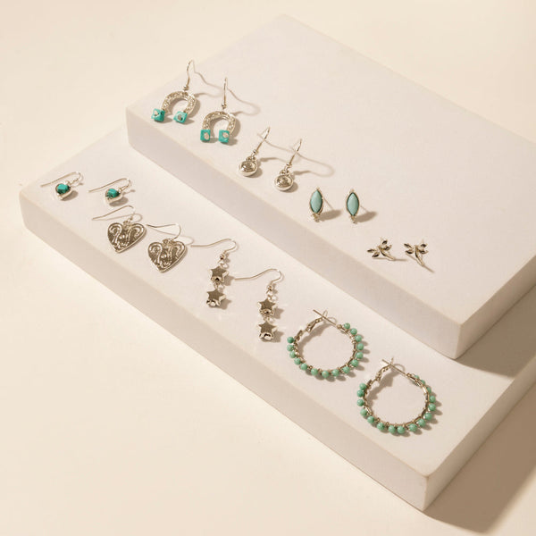 Myra Prairie Trinket Earrings Set in Saddle Silver - Myra USA