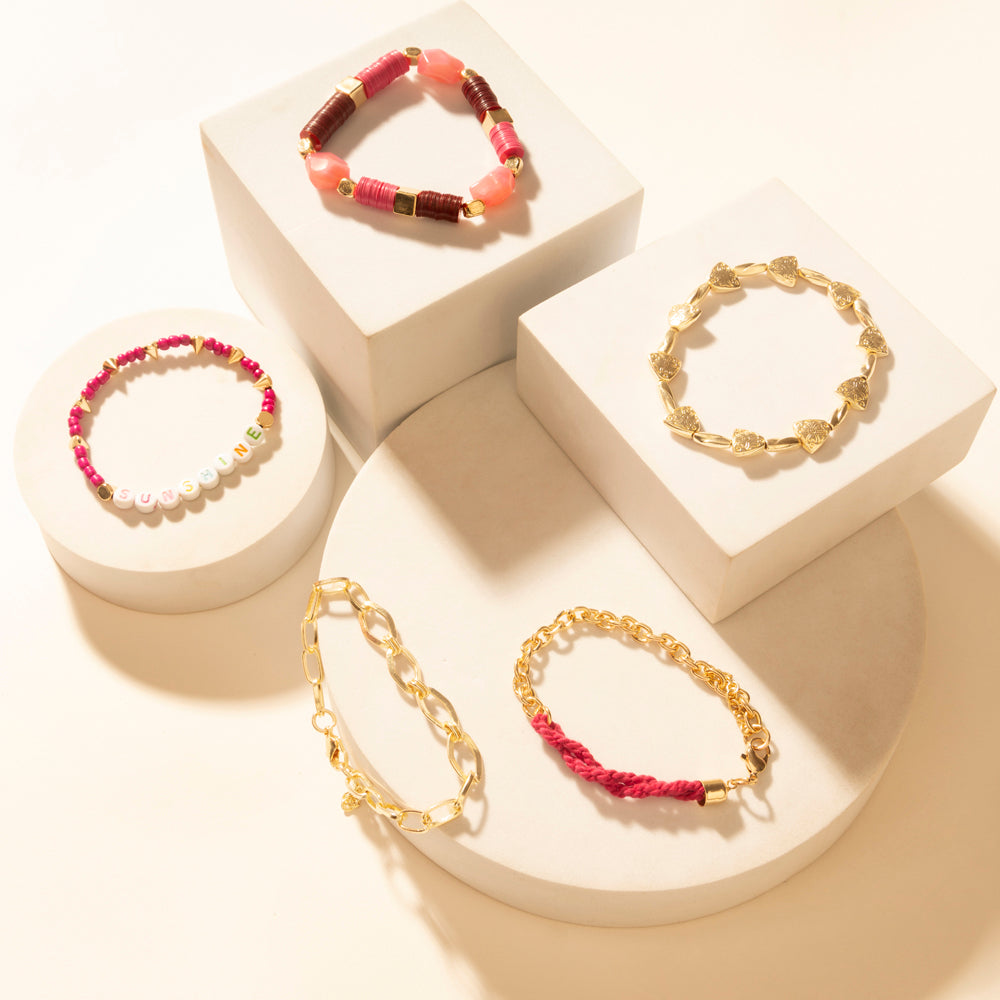 Myra Wildflower Sunshine Stack Bracelet in Carnival Pink - Myra USA