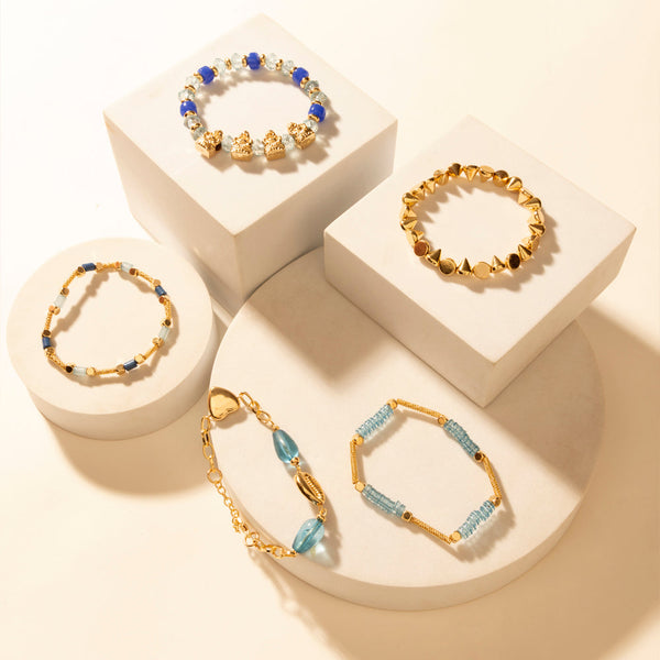Myra Gilded Lasso Stack Bracelet in Arena Blue - Myra USA