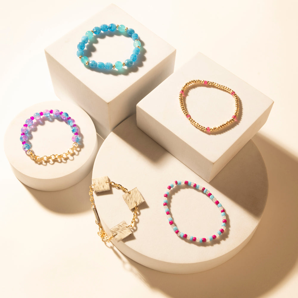 Myra Boho Graffiti Stack Bracelet in Prairie Blue - Myra USA