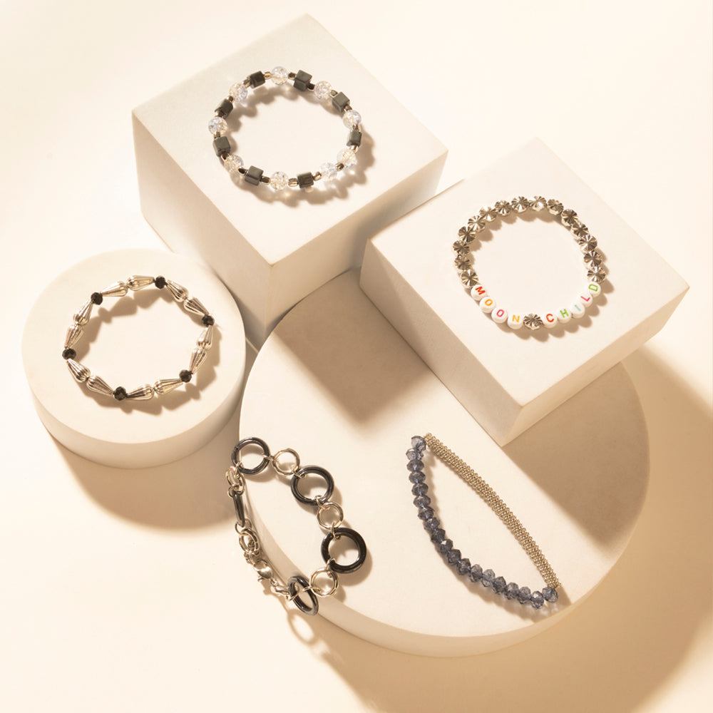 Myra Iron Moon Stack Bracelet in Blue Forge - Myra USA