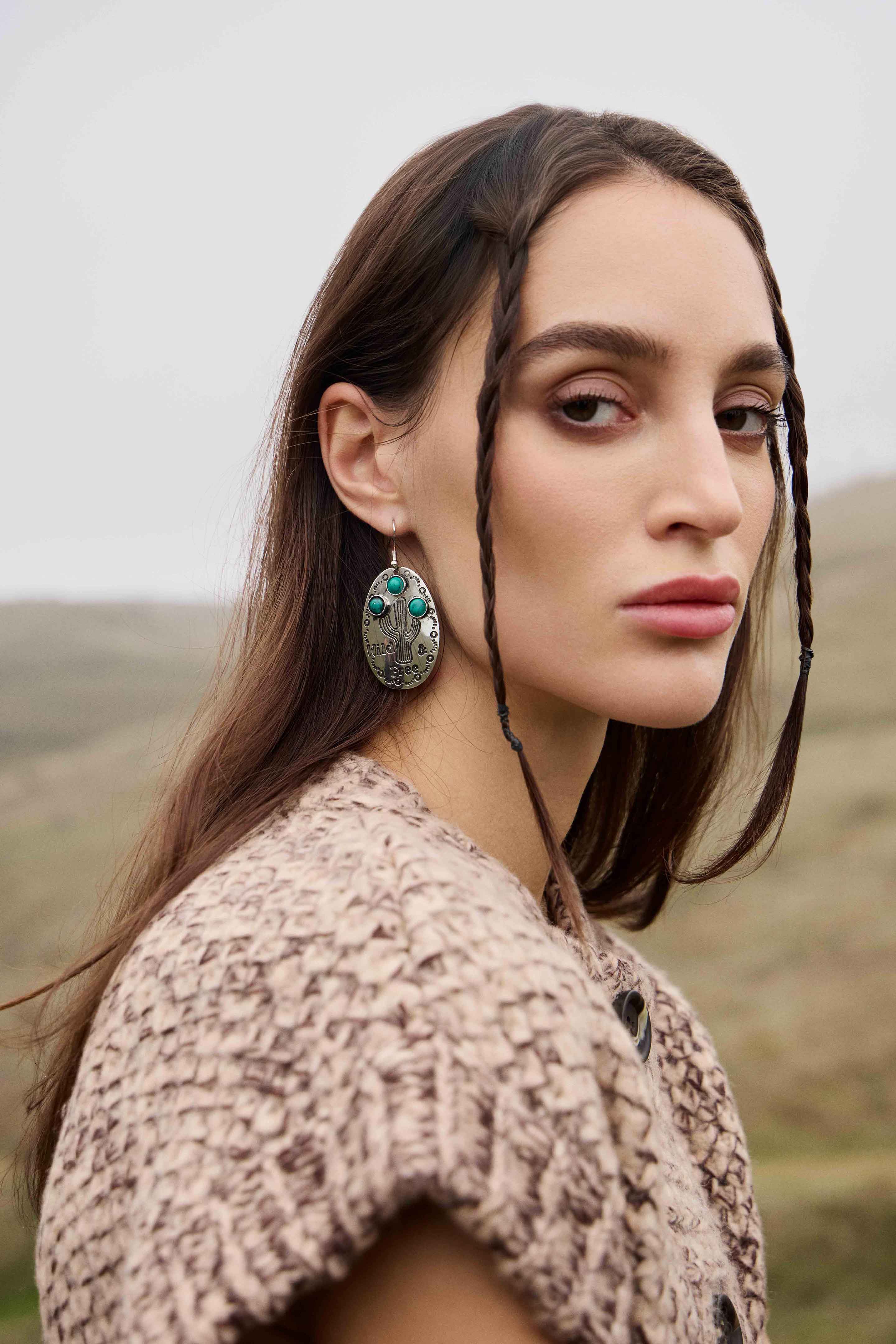 Myra Wild Saguaro Earrings in Moon Silver