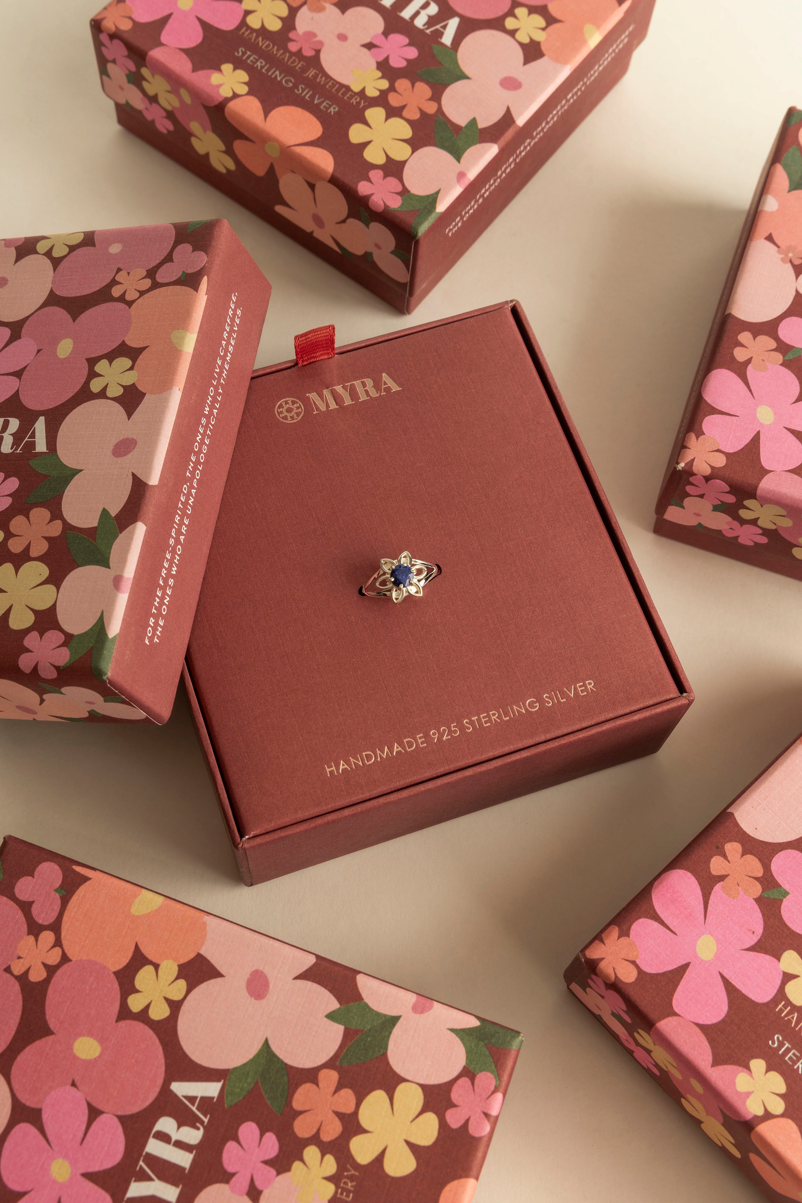 Myra Canyon Dew Sterling Silver Ring in Starlit Navy - Myra USA