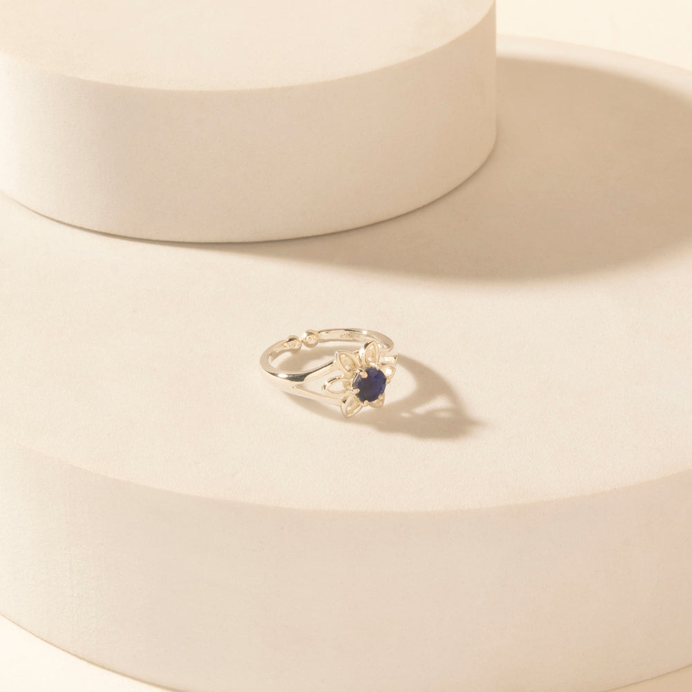 Myra Canyon Dew Sterling Silver Ring in Starlit Navy - Myra USA