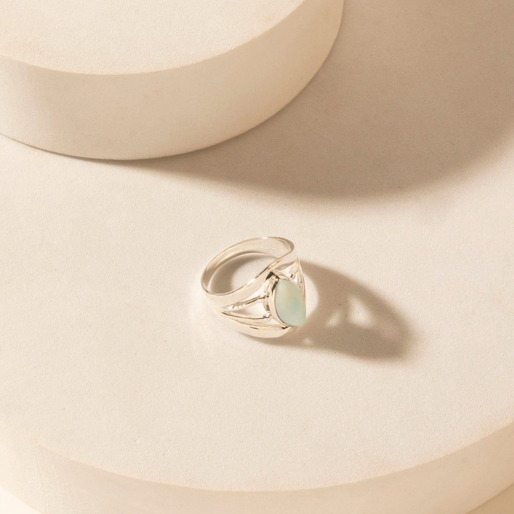 Myra Marquise Halo Sterling Silver Ring in Mirage Grey - Myra USA