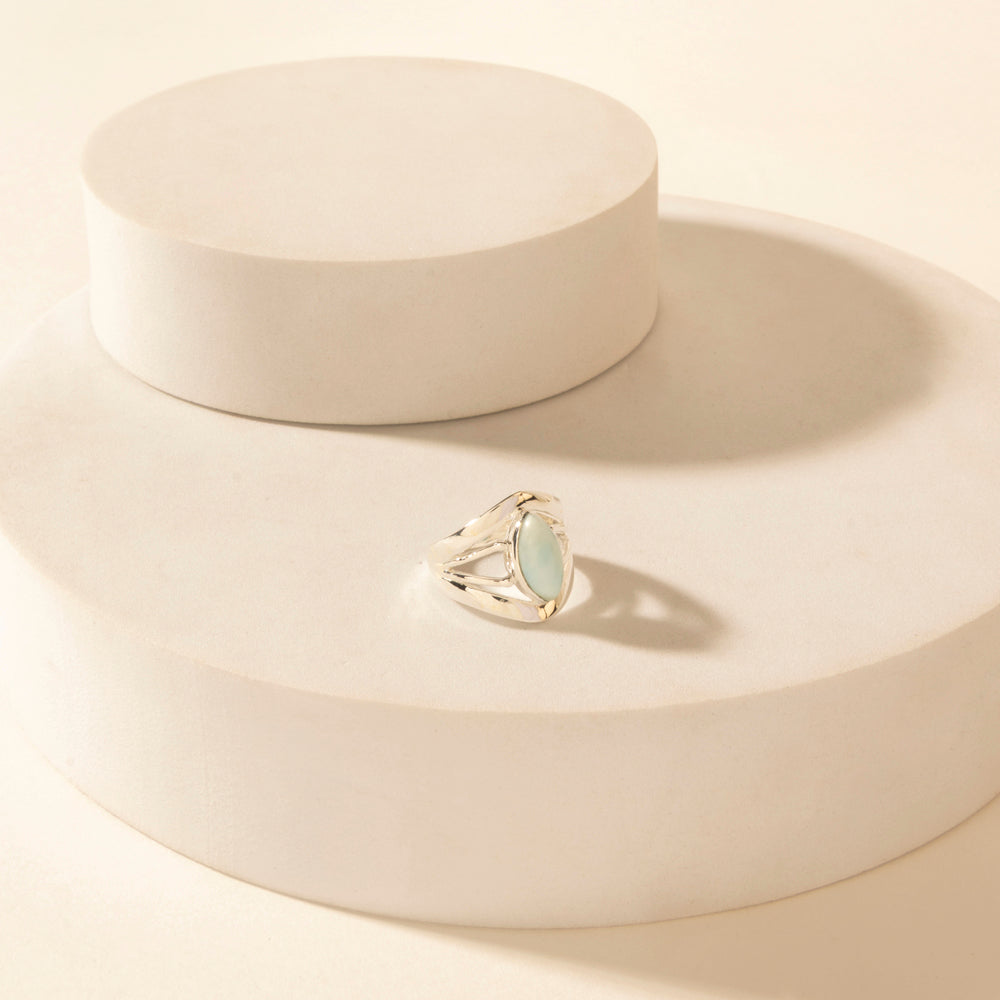 Myra Marquise Halo Sterling Silver Ring in Mirage Grey - Myra USA