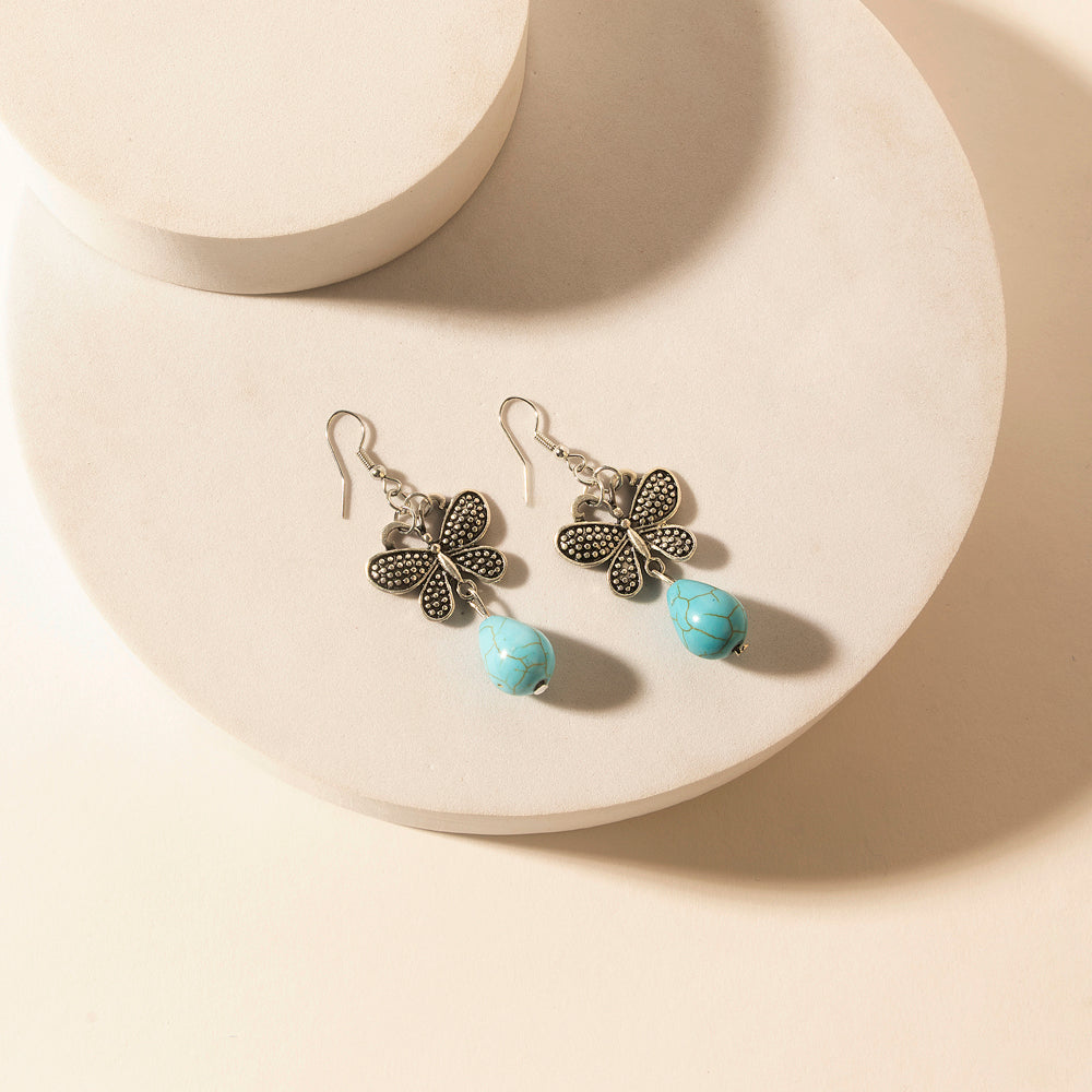 Myra Flutter Hearts Teardrop Earrings in Breezy Teal - Myra USA