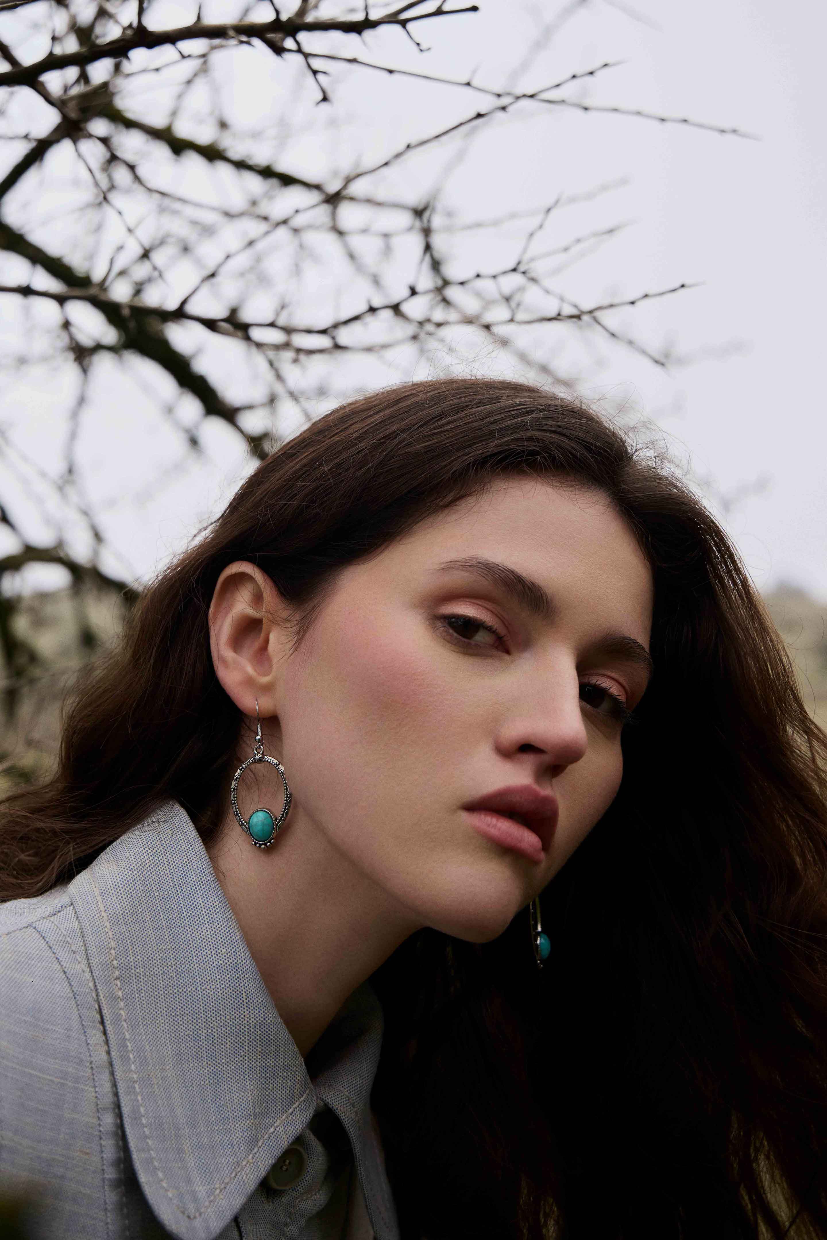 Myra Crescent Sky Earrings in Moon Blue