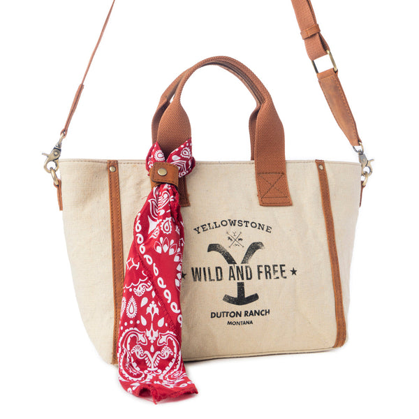 Yellowstone Echo Valley Ivory Crossbody Bag with Scarf - Myra USA