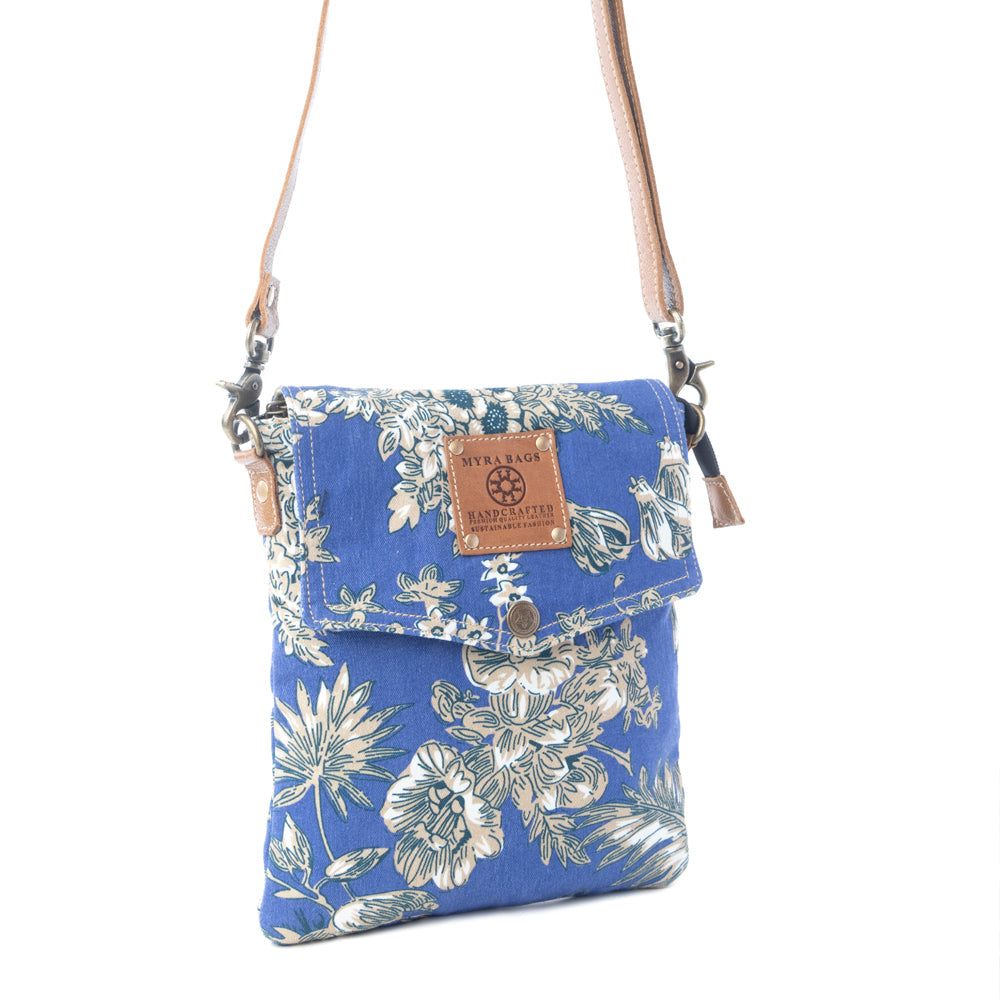 Myra Azure Bloom Crossbody Bag in Willow Blue