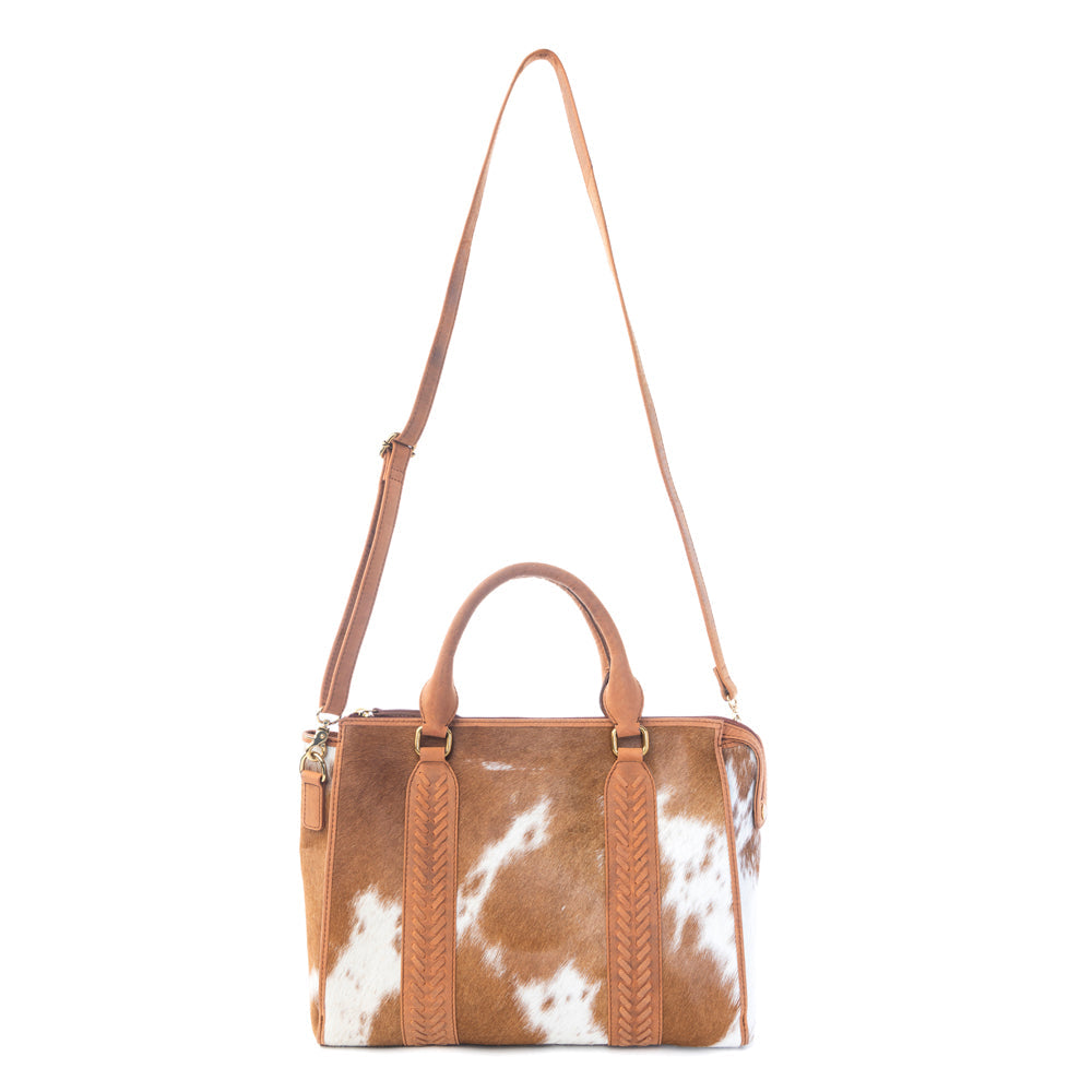 Myra Sierra Fawn Hairon Leather Concealed Carry Bag in Ivory Tan