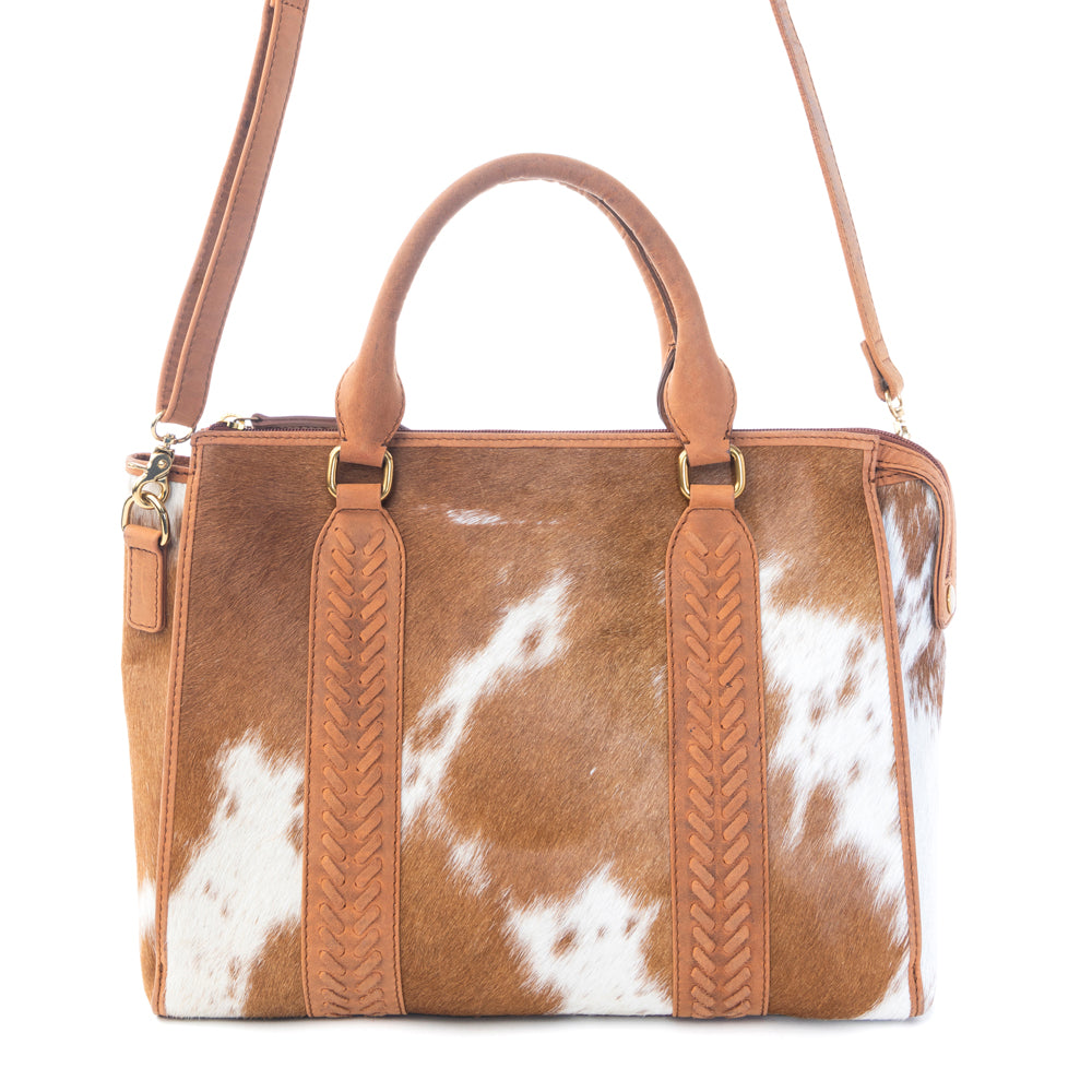 Myra Sierra Fawn Hairon Leather Concealed Carry Bag in Ivory Tan