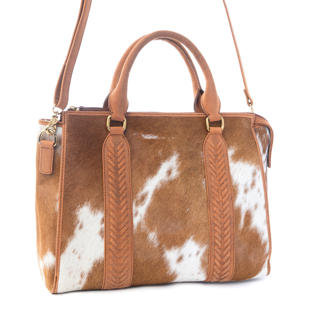 Myra Sierra Fawn Hairon Leather Concealed Carry Bag in Ivory Tan