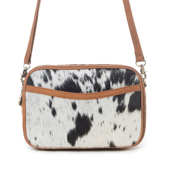 Myra Spade Valley Hairon Leather Bag in Brindle Brown - Myra USA