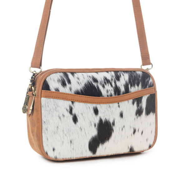 Myra Spade Valley Hairon Leather Bag in Brindle Brown - Myra USA