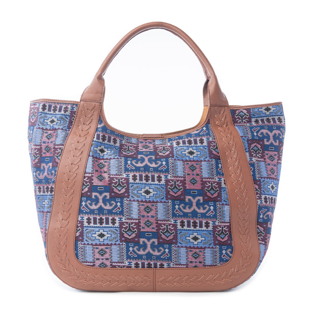 Myra Wagon Trail Jacquard Tote Bag in Dusty Lilac - Myra USA