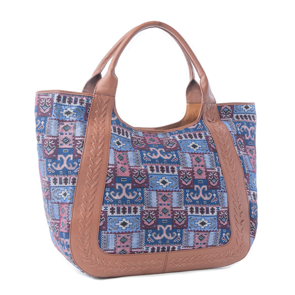Myra Wagon Trail Jacquard Tote Bag in Dusty Lilac - Myra USA