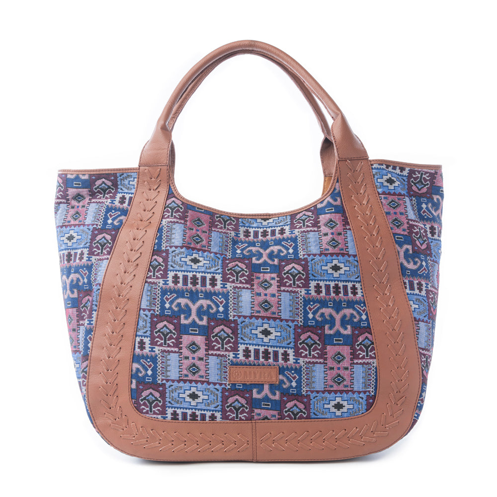 Myra Wagon Trail Jacquard Tote Bag in Dusty Lilac - Myra USA