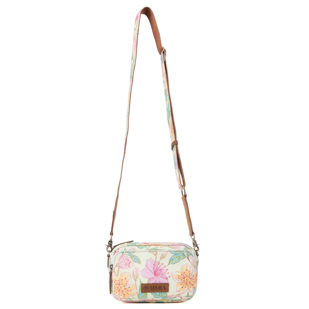 Myra Meadow Song Cotton & Leather Crossbody Bag in Lemon Blossom - Myra USA