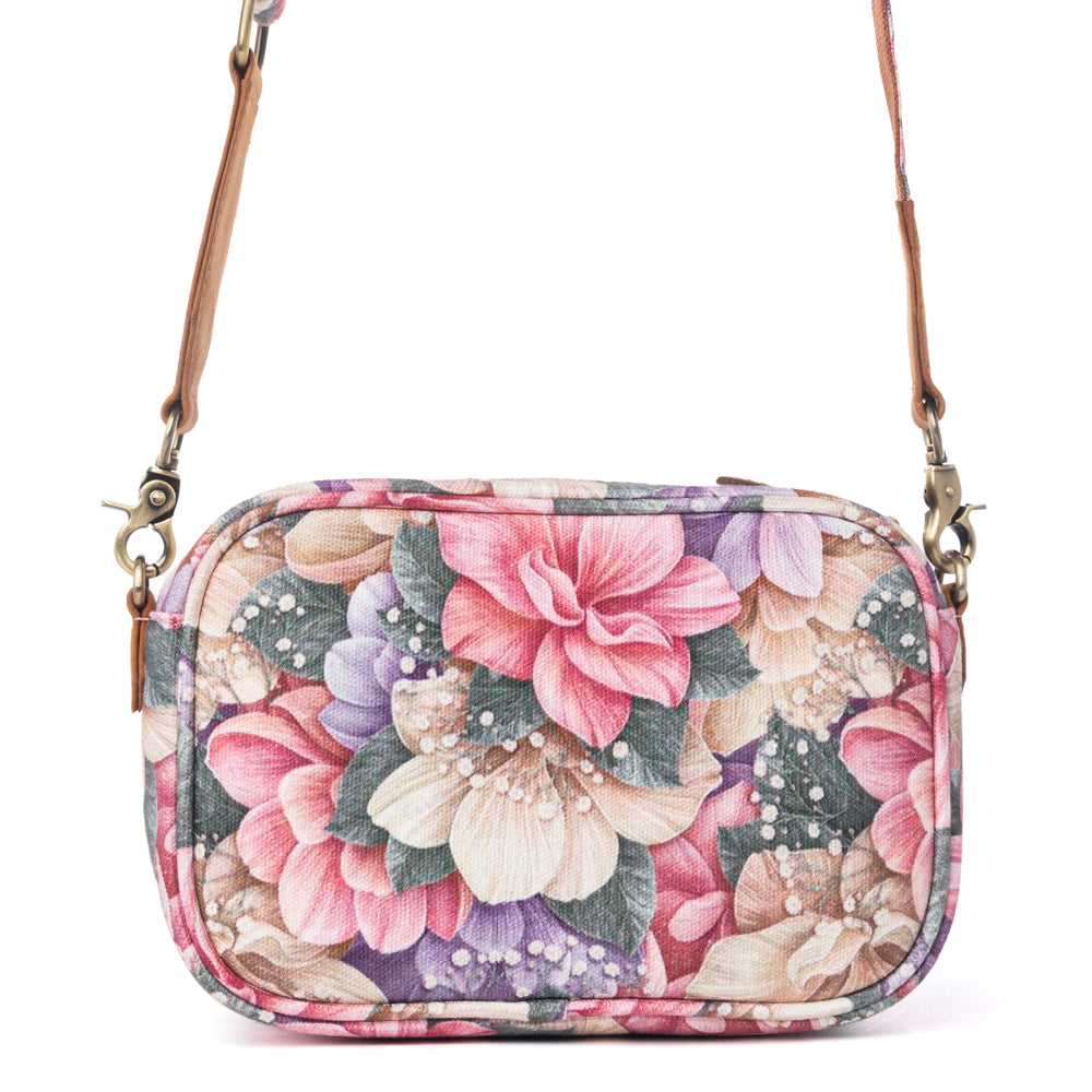 Myra Meadow Song Cotton & Leather Crossbody Bag in Meadow Blush - Myra USA