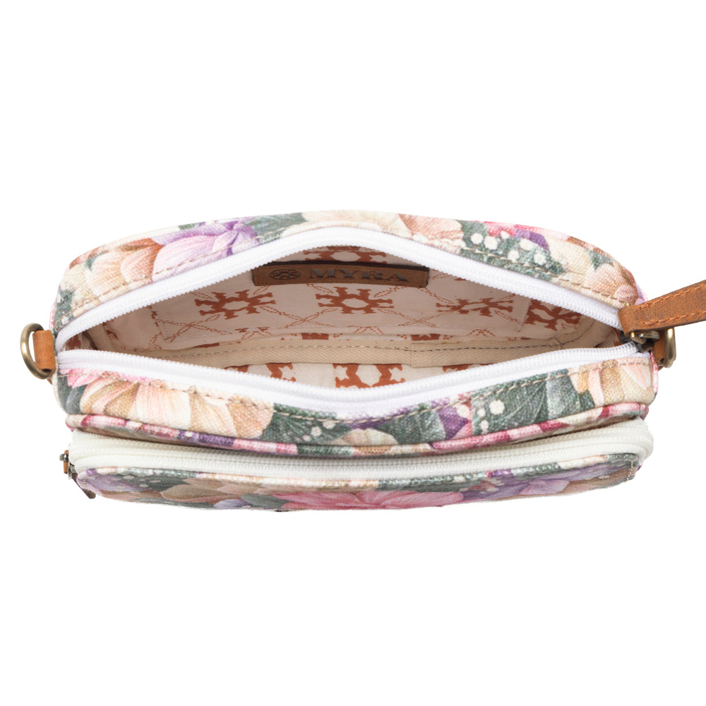 Myra Meadow Song Cotton & Leather Crossbody Bag in Meadow Blush - Myra USA