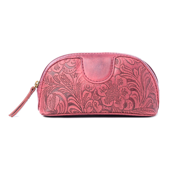 Myra Rosewood Embossed Leather Multi-pouch in Prairie Pink - Myra USA