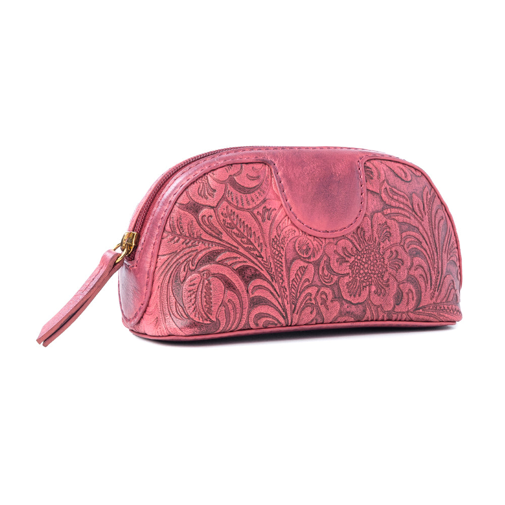 Myra Rosewood Embossed Leather Multi-pouch in Prairie Pink
