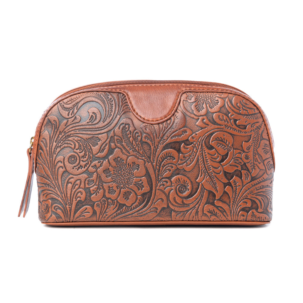 Myra Saddlefire Embossed Leather Multi-pouch in Desert Oak