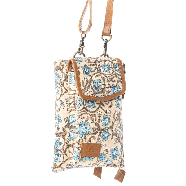 Myra Skyvine Ridge Crossbody Bag with Phone Compartment in Blue Bloom - Myra USA