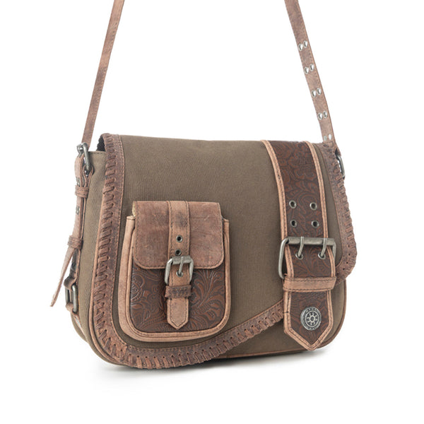 Myra Outlaw's Travels Leather Shoulder Bag in Rodeo Olive - Myra USA