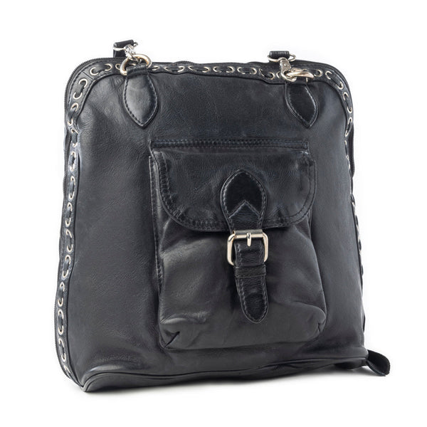 Myra Stormrider Buckled Genuine Leather Bag in Shadow Black - Myra USA