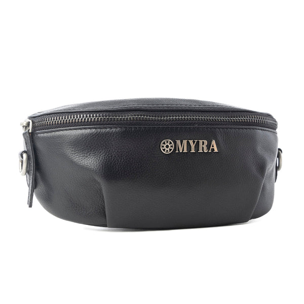 Myra Blackthorn Range Leather Fanny Pack in Sailor Black - Myra USA