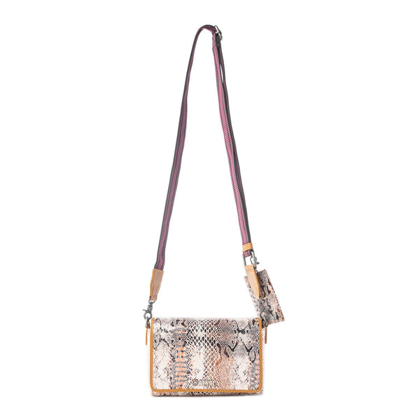 Myra Elysian Charm Leather Shoulder Bag in Onyx Snake Print - Myra USA