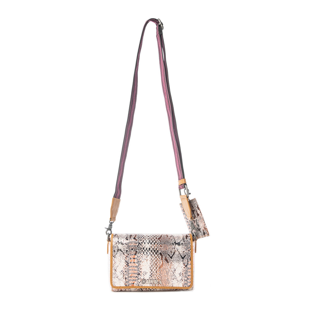 Myra Elysian Charm Leather Shoulder Bag in Onyx Snake Print