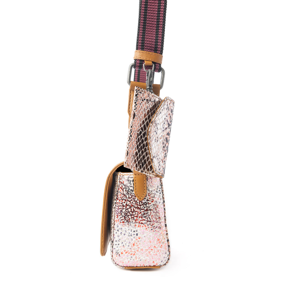 Myra Elysian Charm Leather Shoulder Bag in Onyx Snake Print