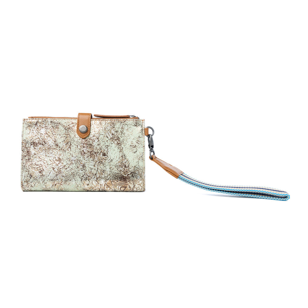 Myra Aurora Sage Leather Wallet in Glimmer Snake Print