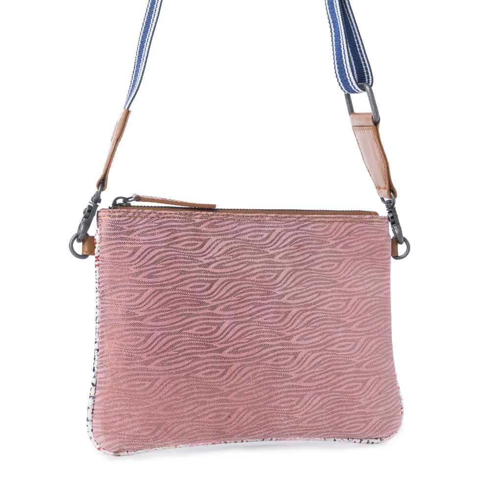 Myra Rosette Trail Leather Bag in Mauve Snake Print