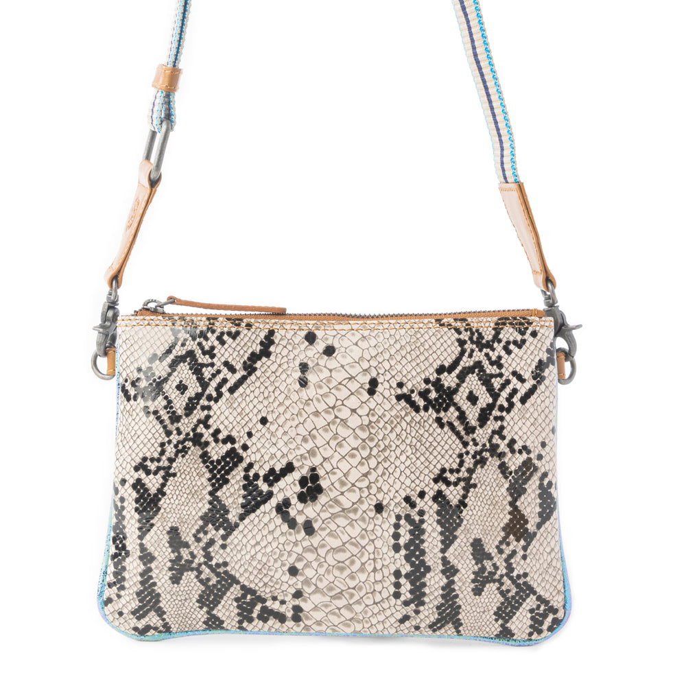 Myra Eden Mirage Leather Bag in Ivory Snake Print