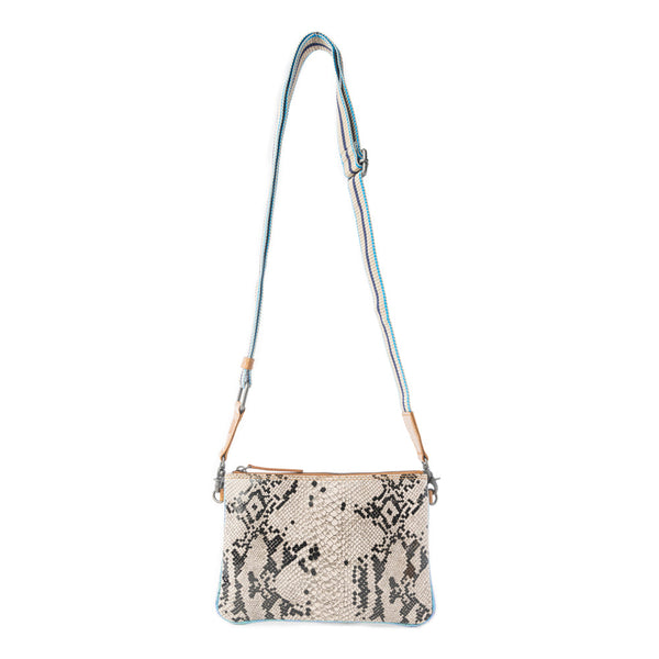 Myra Eden Mirage Leather Bag in Ivory Snake Print - Myra USA
