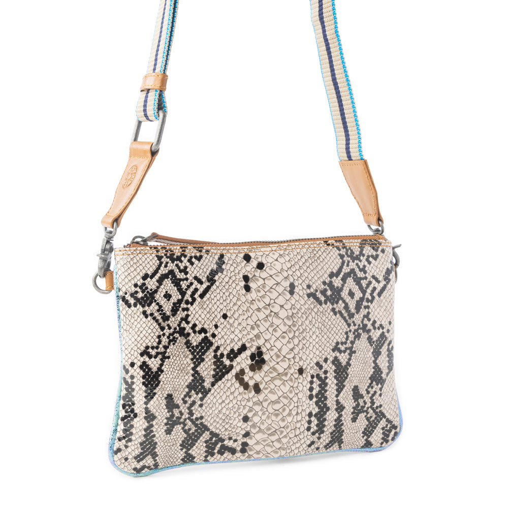 Myra Eden Mirage Leather Bag in Ivory Snake Print