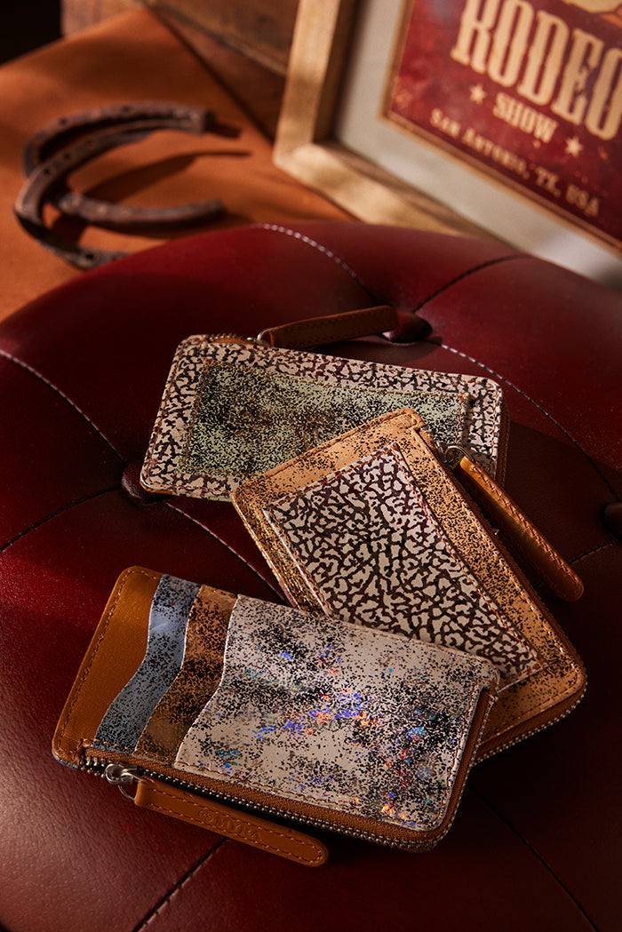 Myra Shadow Celeste Leather Wallet in Frosted Snake Print