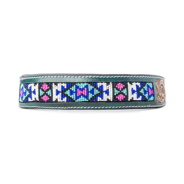 Turquoise Blossom Western Dog Collar in Brown - Myra USA
